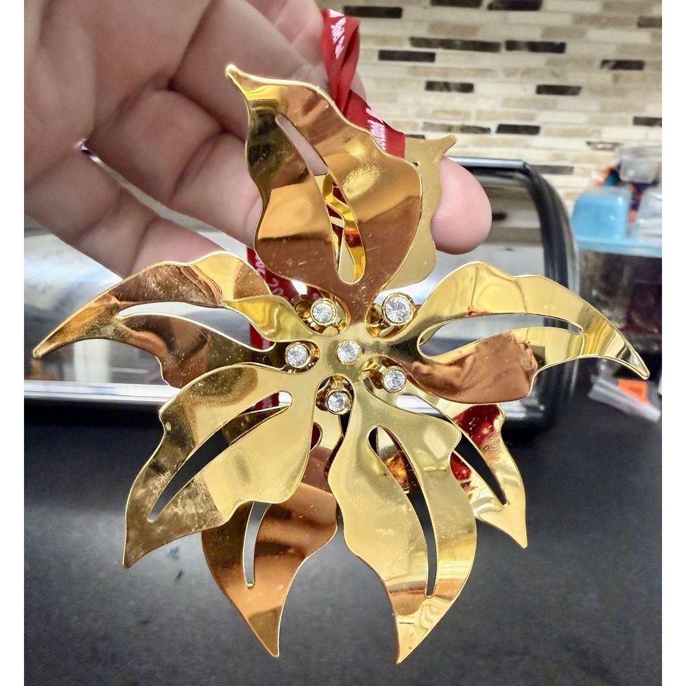 Georg Jensen 2001 Christmas Mobile POINSETTA Gold Plated Ornament